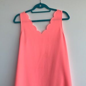 Pink Scallop Neck Dress
